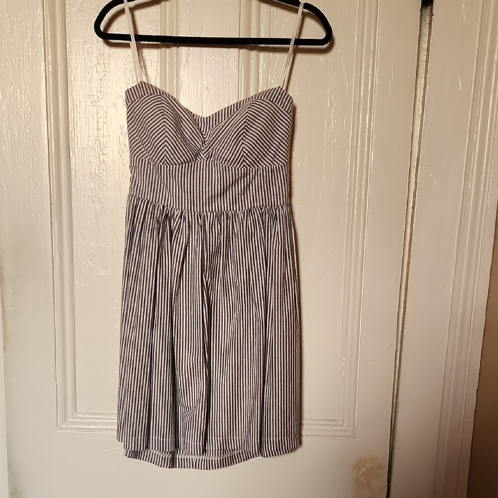 B. Smart Seersucker Strapless Sundress Mini
